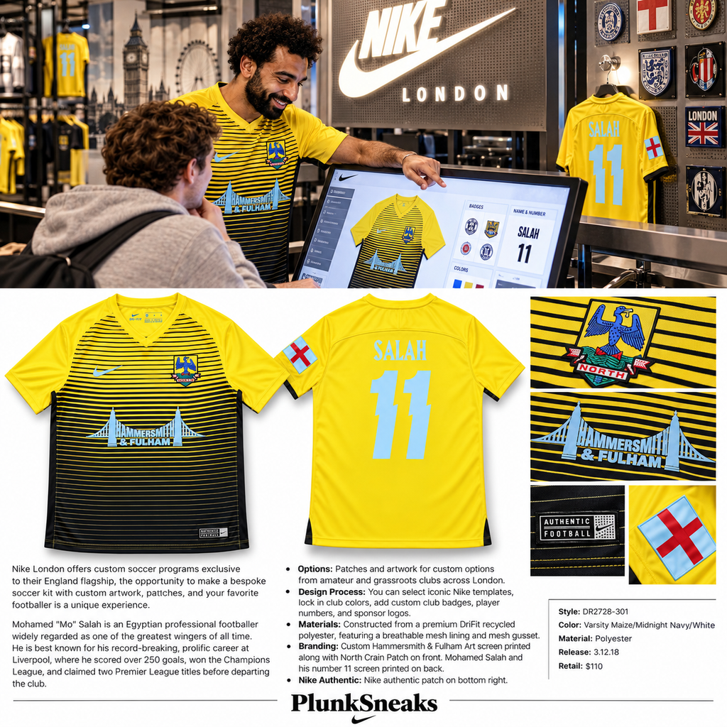 Nike London Custom KitBuilder Football Mohamed Salah Jersey Maize 2018 (USED)