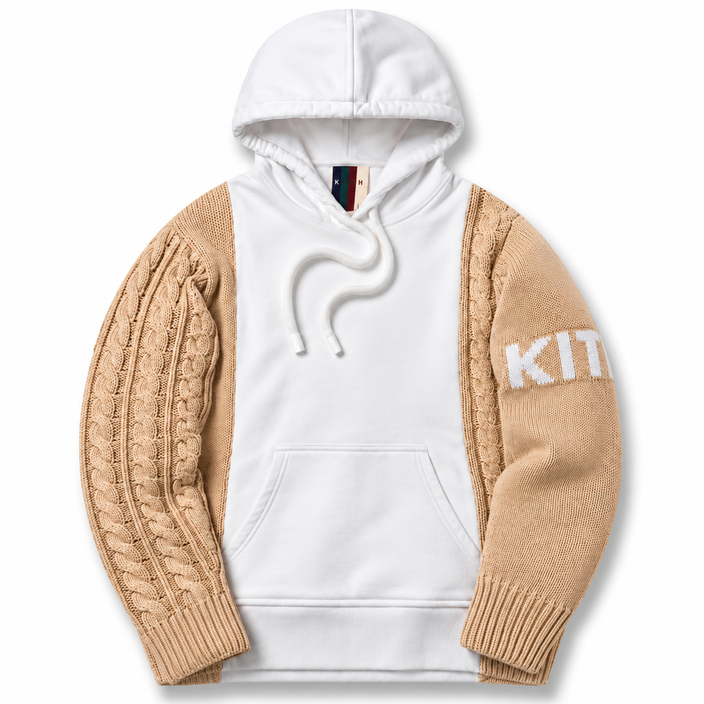 Kith Adam Combo Knit Hooded Pullover White Sandrift 2018 (USED)