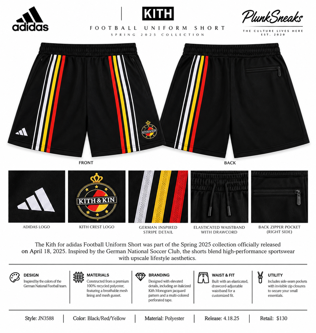 Kith For Adidas Football Uniform Short Black 2025