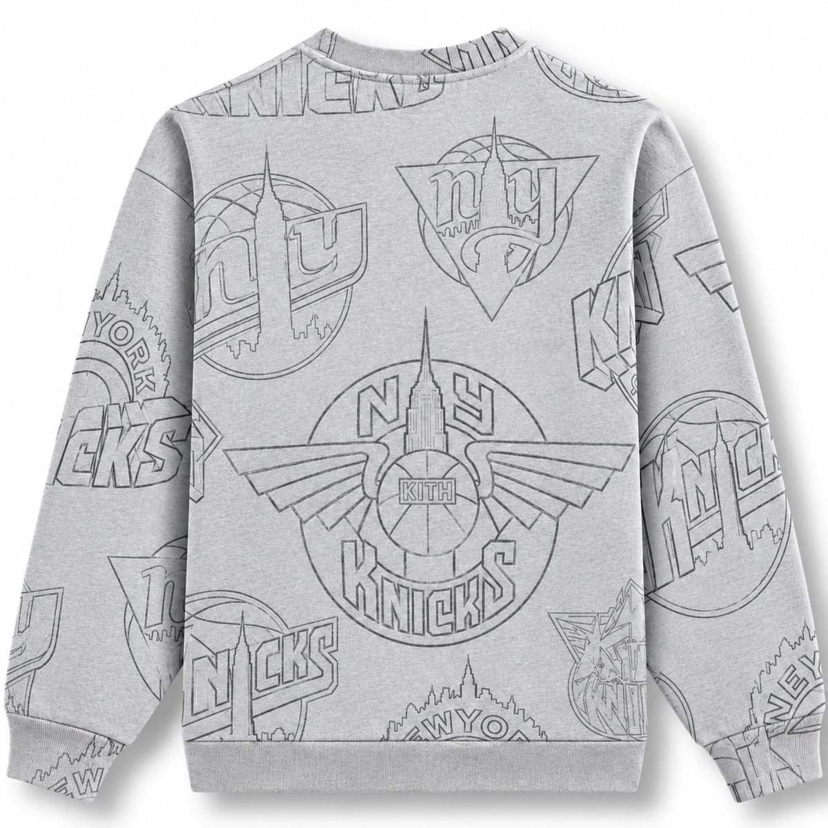 Kith for the New York Knicks Sketched Nelson Crewneck Light Heather Grey 2024
