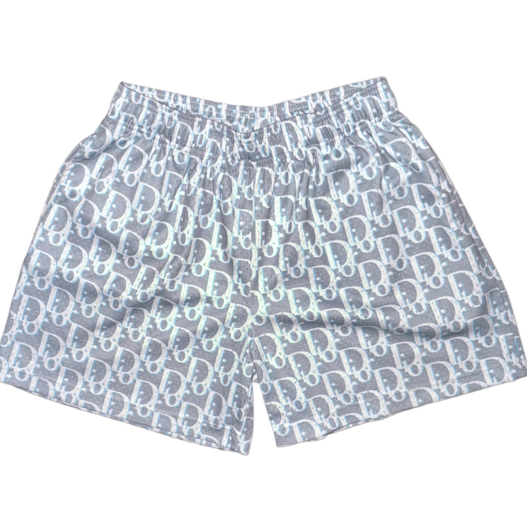 Bravest Studios Christian Dior-Inspired Mesh Monogram Shorts Grey 2022