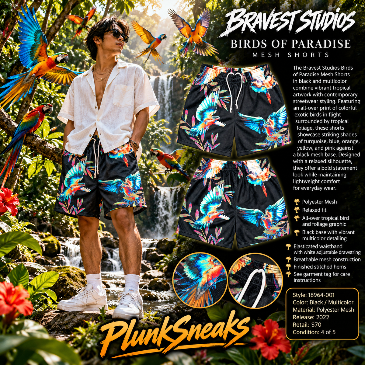 Bravest Studios Birds of Paradise Mesh Shorts Black 2022