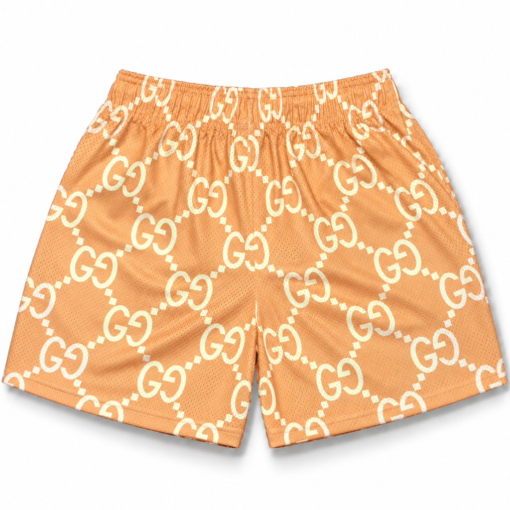 Bravest Studios Gucci-Inspired Mesh Monogram Shorts Salmon 2021 (USED)