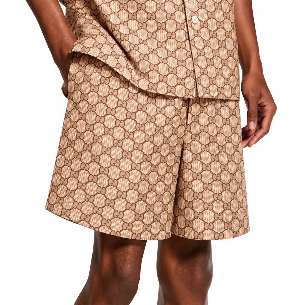 Bravest Studios Gucci-Inspired Mesh Monogram Shorts Tan 2020 (USED)