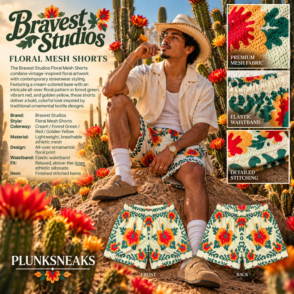 Bravest Studios Cactus Flower Mesh Shorts Beige 2022 (USED)