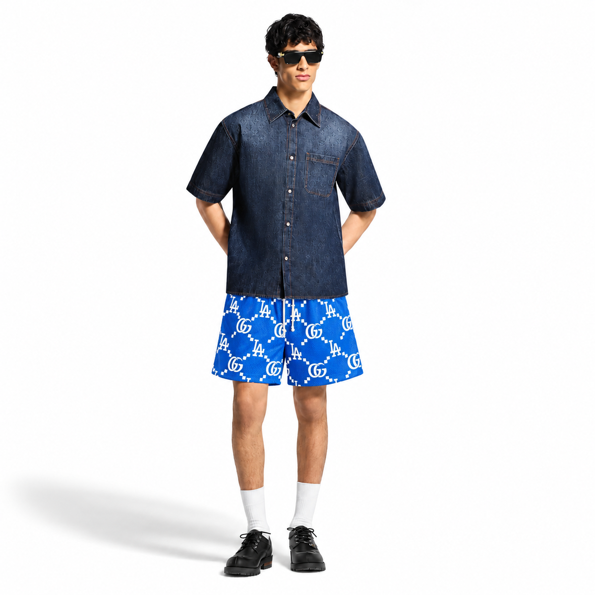 Bravest Studios Los Angeles Dodgers Gucci-Inspired Mesh Monogram Shorts Royal Blue 2022