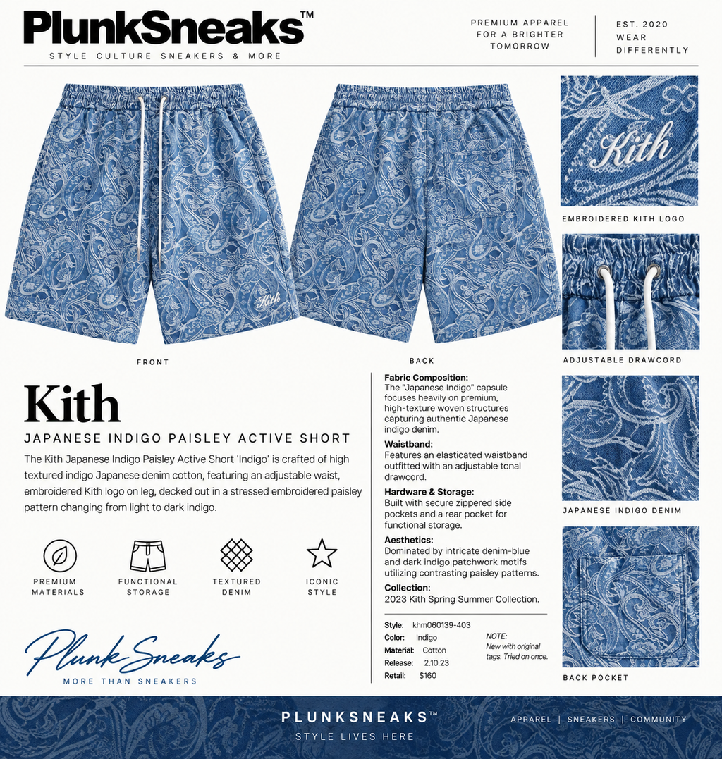 Kith Japanese Indigo Paisley Active Short Light Indigo 2023 (NEW-)