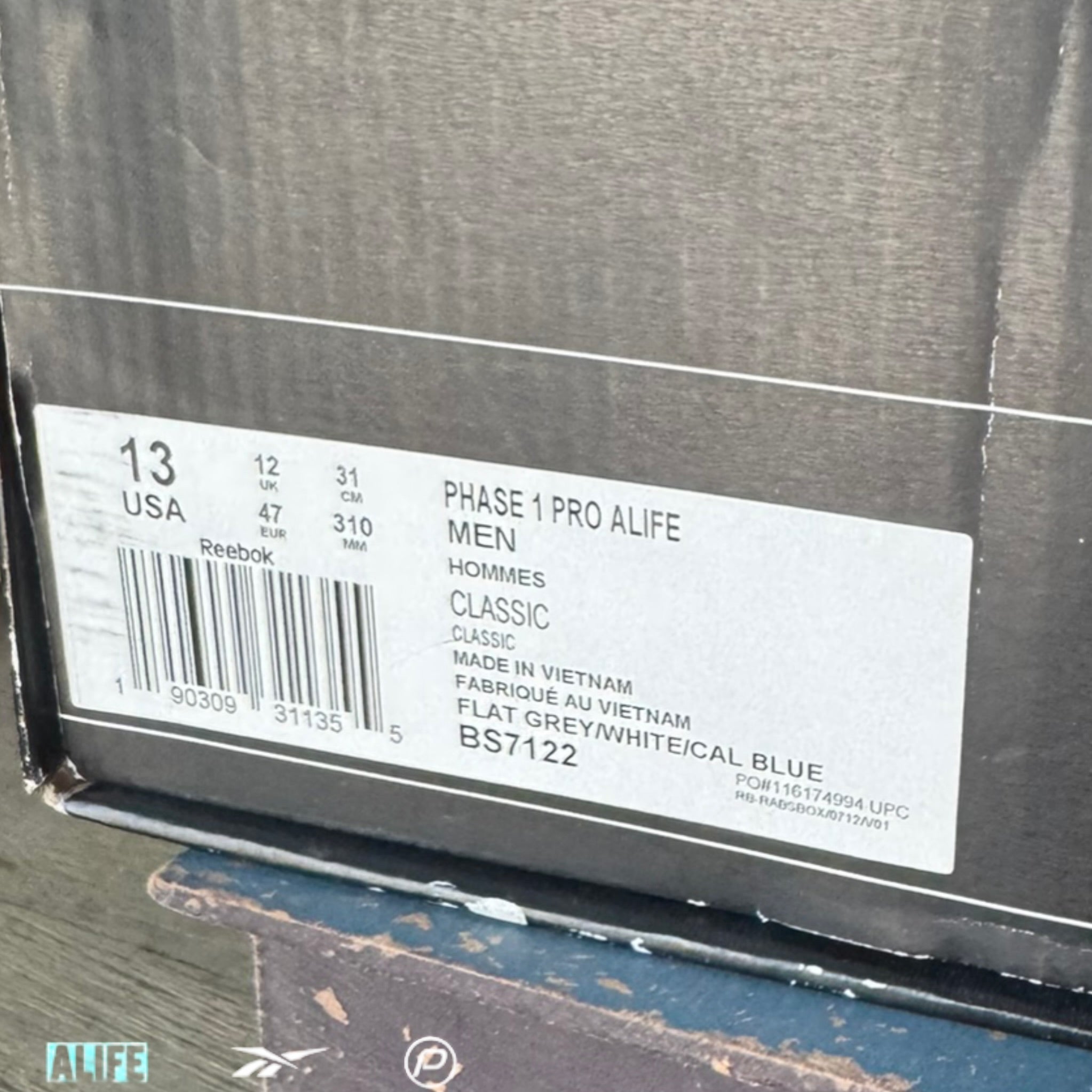 ALIFE x Reebok Phase 1 Pro Flat Grey