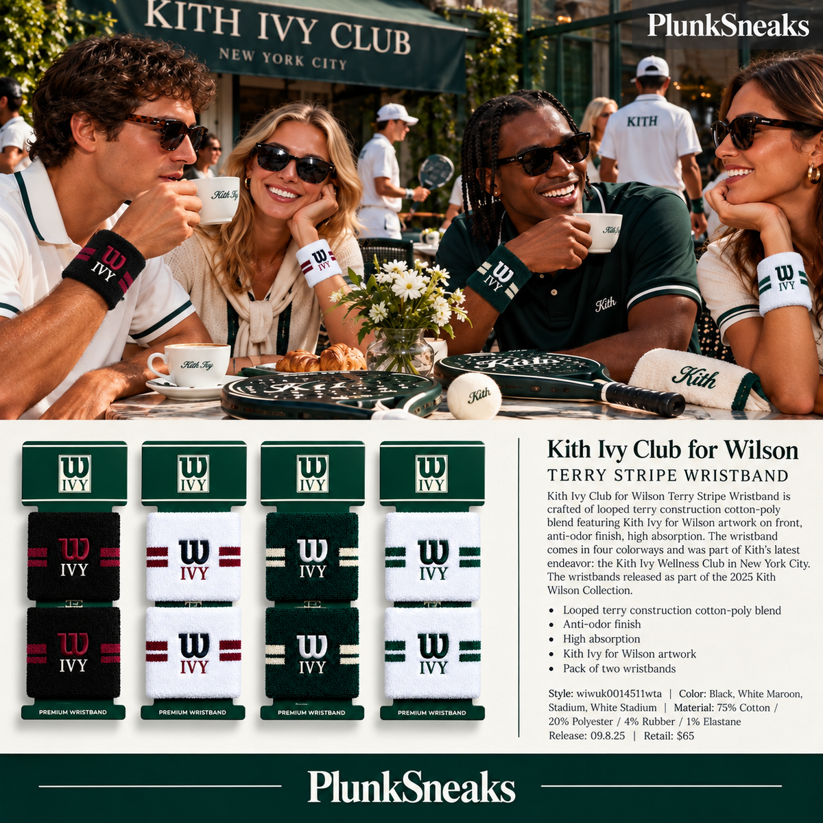 Kith Ivy Club for Wilson Terry Stripe Wristband 2025