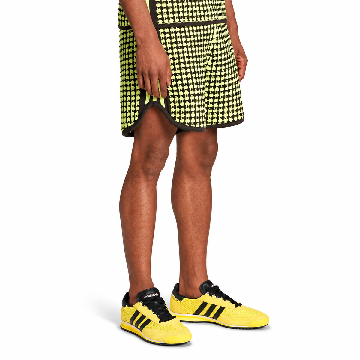 adidas Originals Wales Bonner Crochet Knit Shorts Semi Frozen Yellow Brown 2024 (USED)