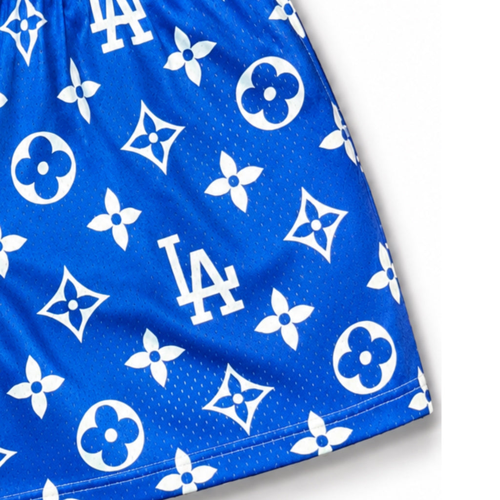Bravest Studios Los Angeles Dodgers Louis Vuitton-Inspired Mesh Monogram Shorts Royal Blue 2021