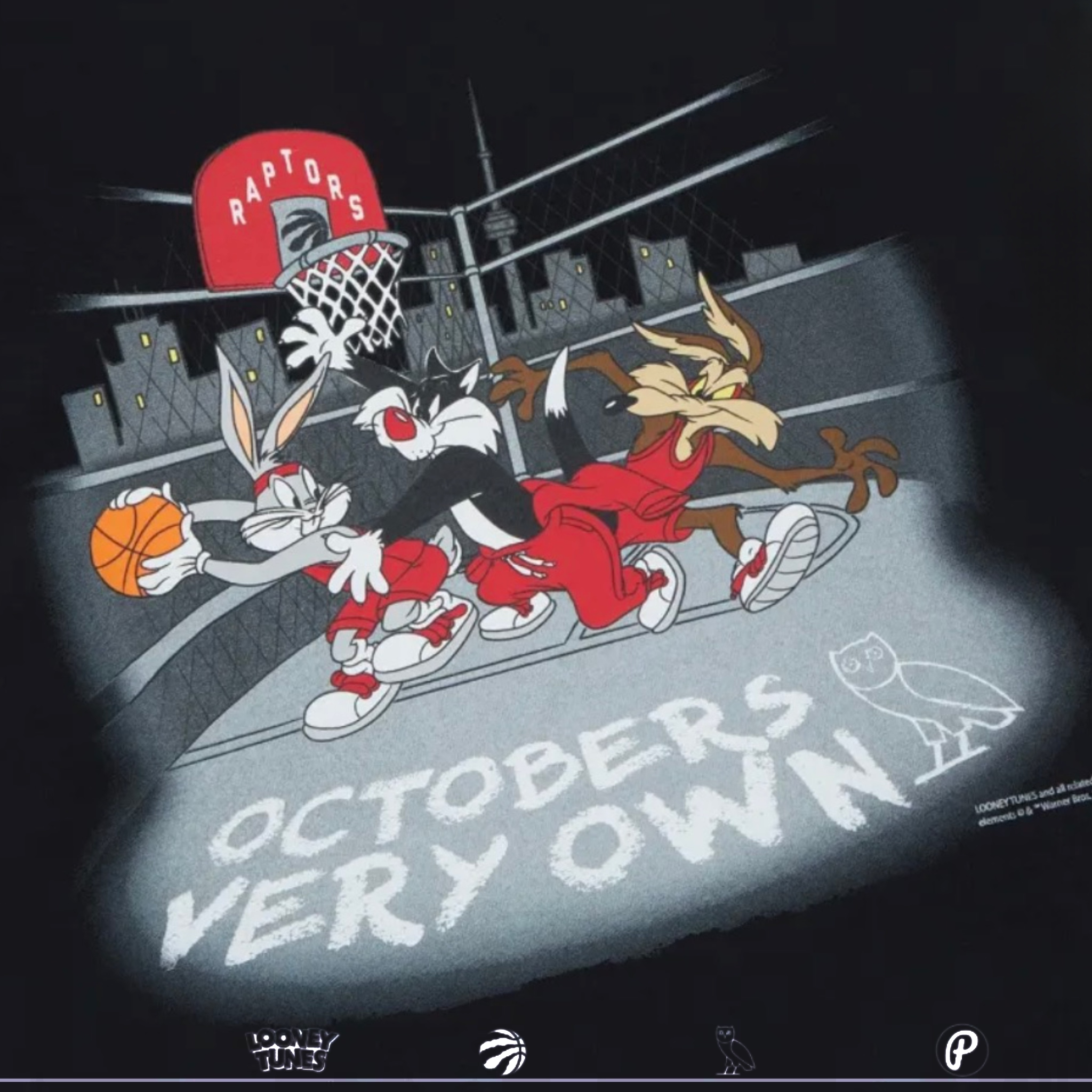 October’s Very Own for Looney Tunes x Toronto Raptors Street Ball Tee 2023