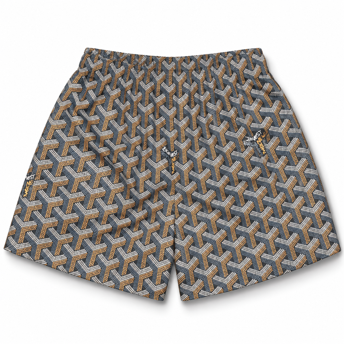 Bravest Studios Goyard-Inspired Mesh Monogram Shorts Gray 2020 (USED)