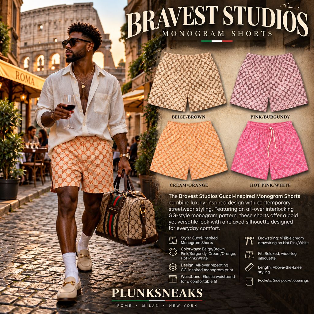 Bravest Studios Gucci-Inspired Mesh Monogram Shorts Tan 2020 (USED)