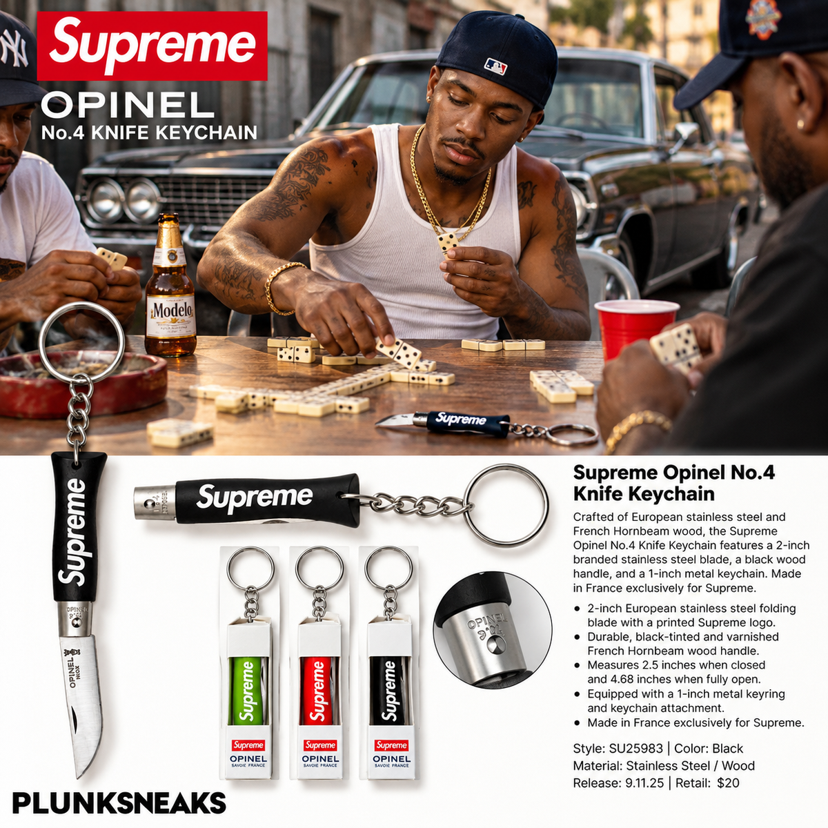 Supreme Opinel No.4 Knife Keychain Black 2025