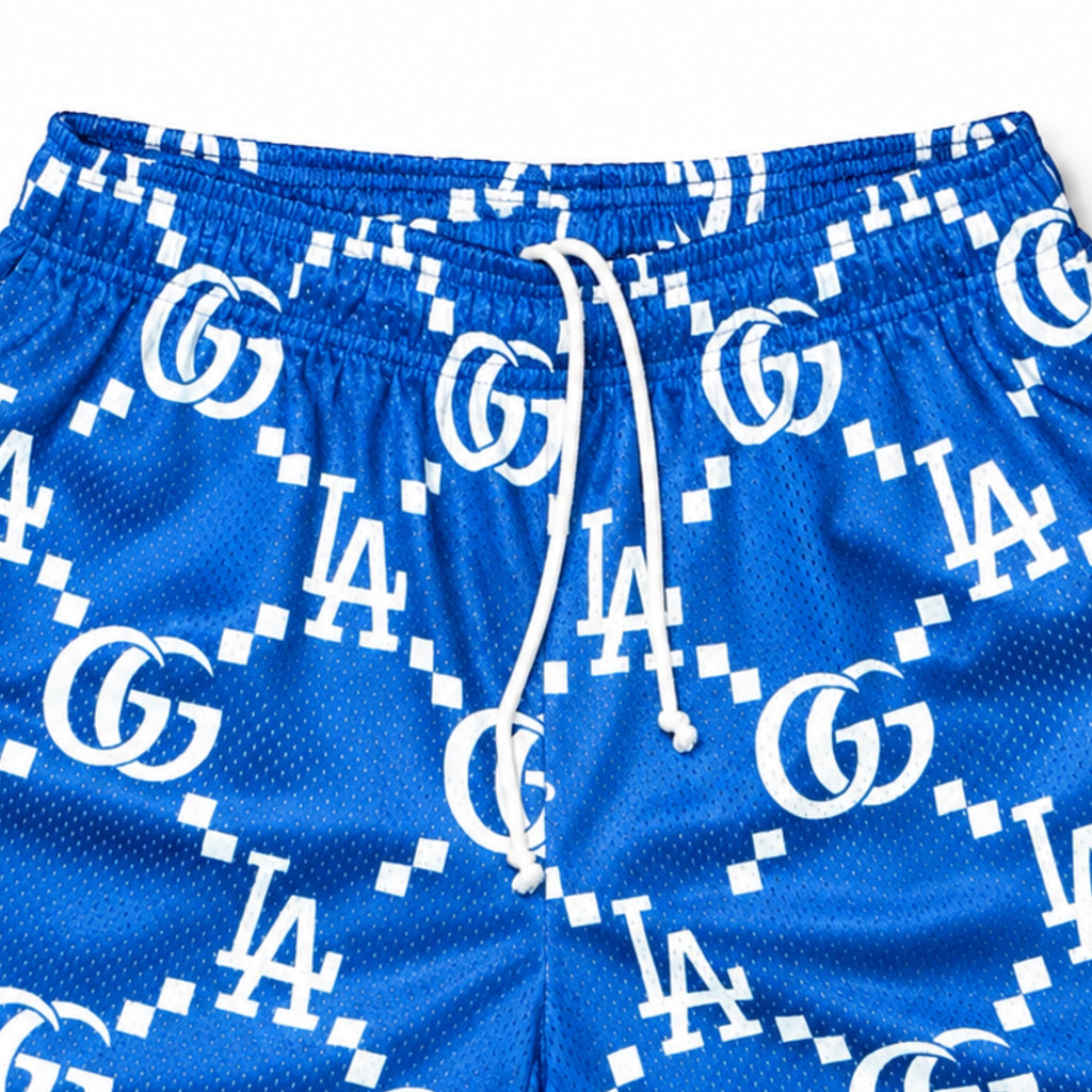 Bravest Studios Los Angeles Dodgers Gucci-Inspired Mesh Monogram Shorts Royal Blue 2022