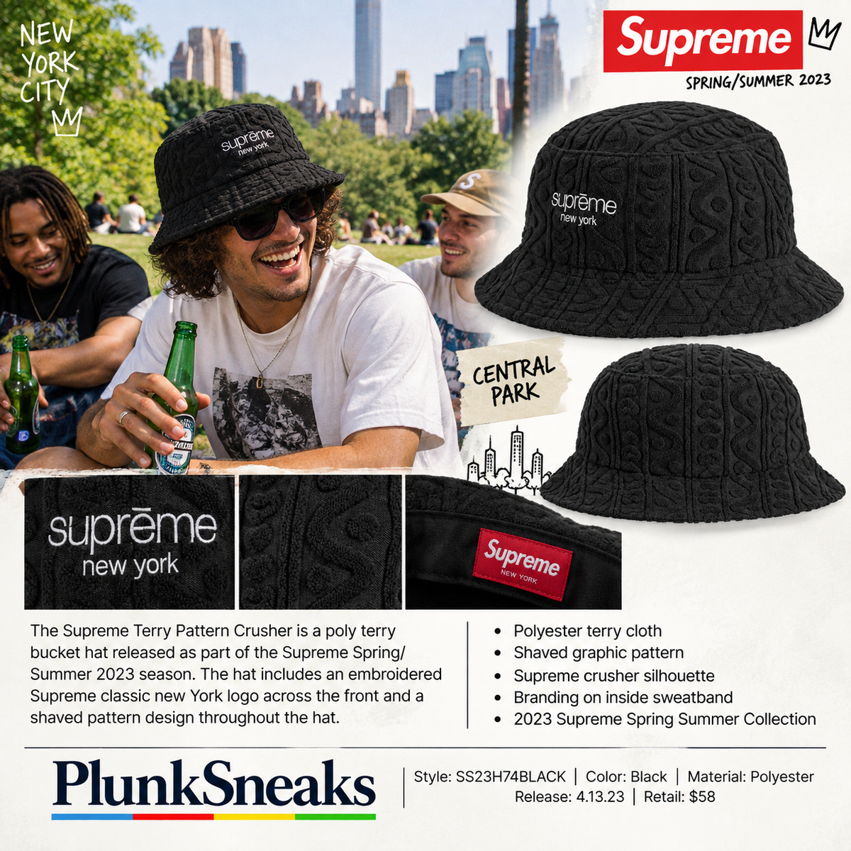Supreme Terry Pattern Crusher Bucket Hat 2023 (USED)