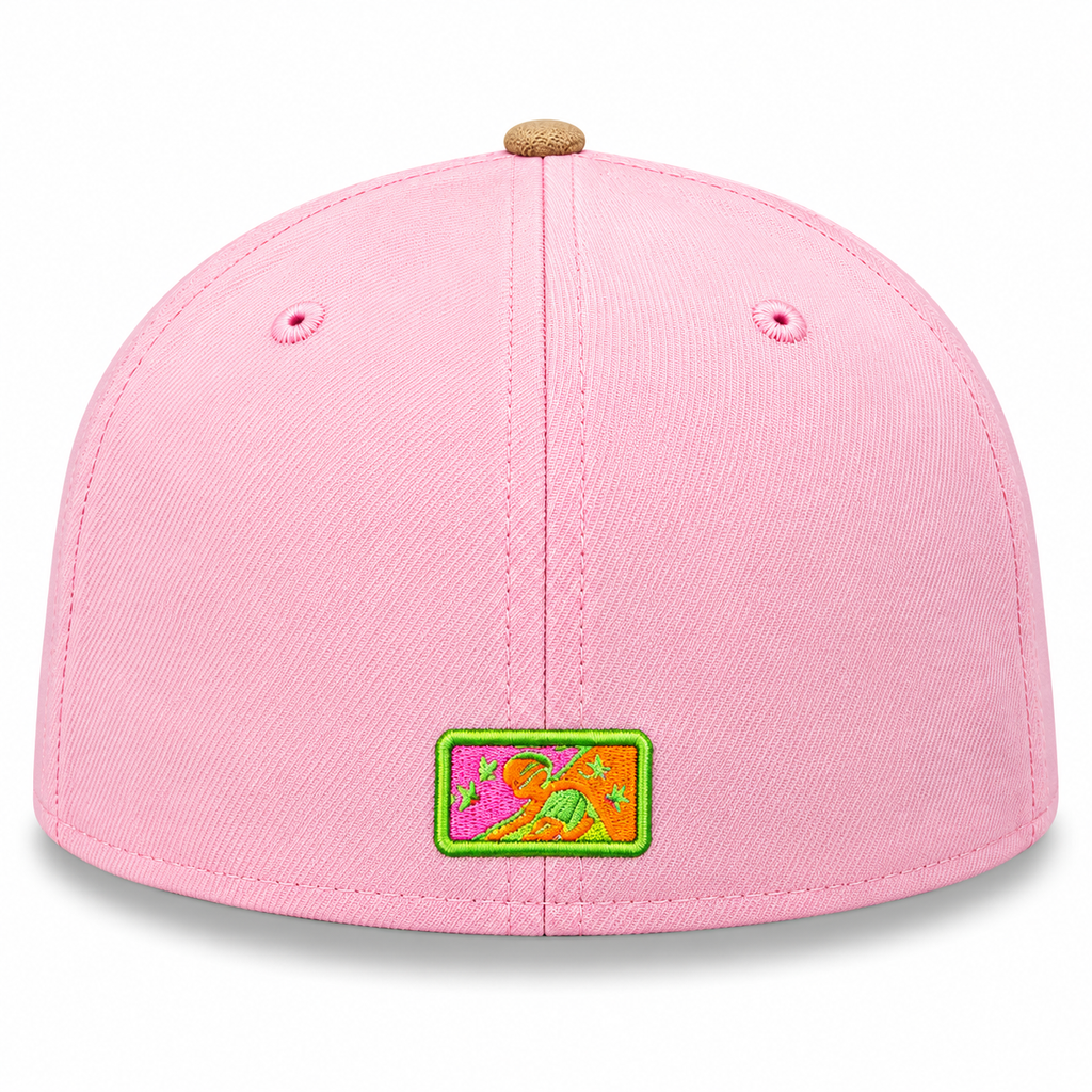 New Era MiLB Corpus Christi Hooks Rusty Hook 59FIFTY Sherbet Collection Fitted Hat Pink Tan 2022