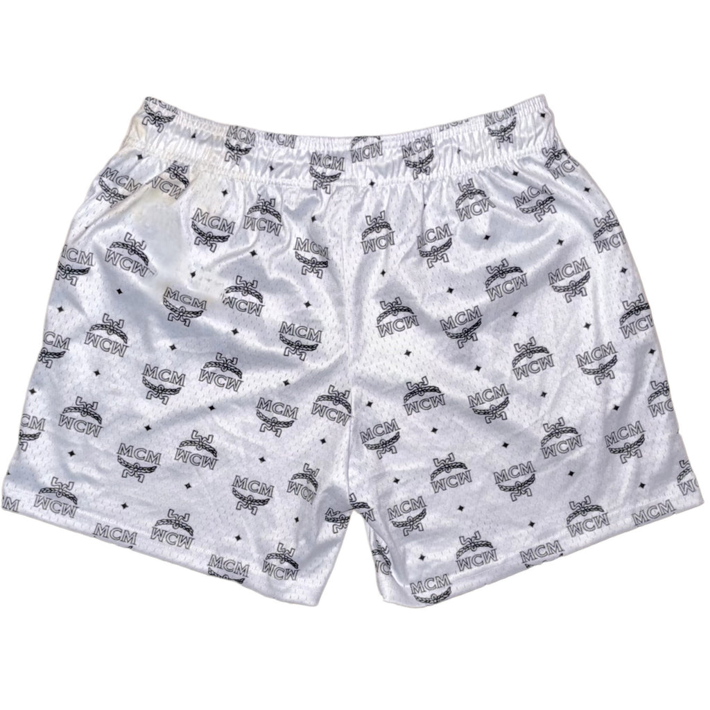 Mr Remade MCM-Inspired Mesh Monogram Shorts White 2021 (USED)