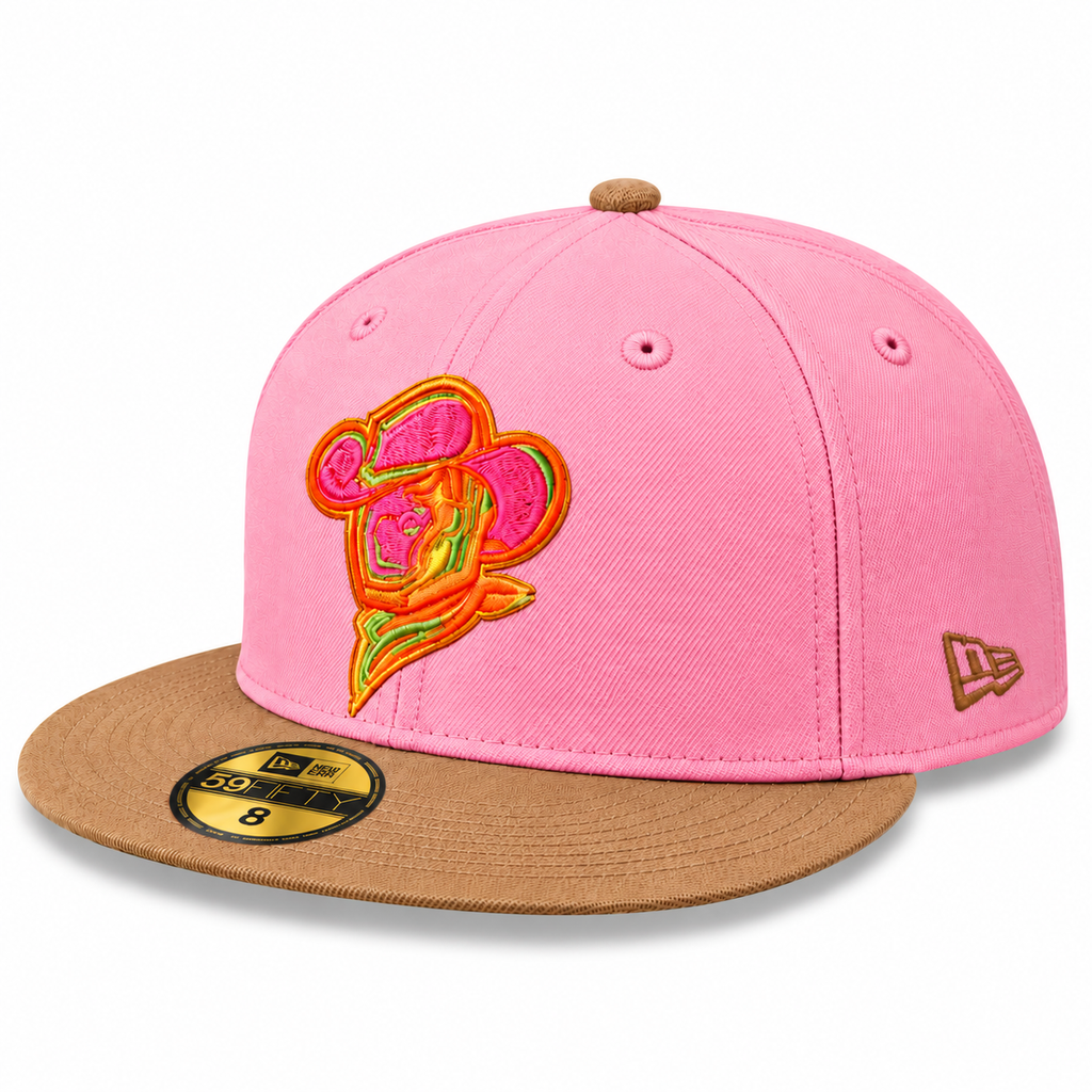 New Era MiLB Sugar Land Space Cowboys 59FIFTY Sherbet Collection Fitted Hat Pink Tan 2022