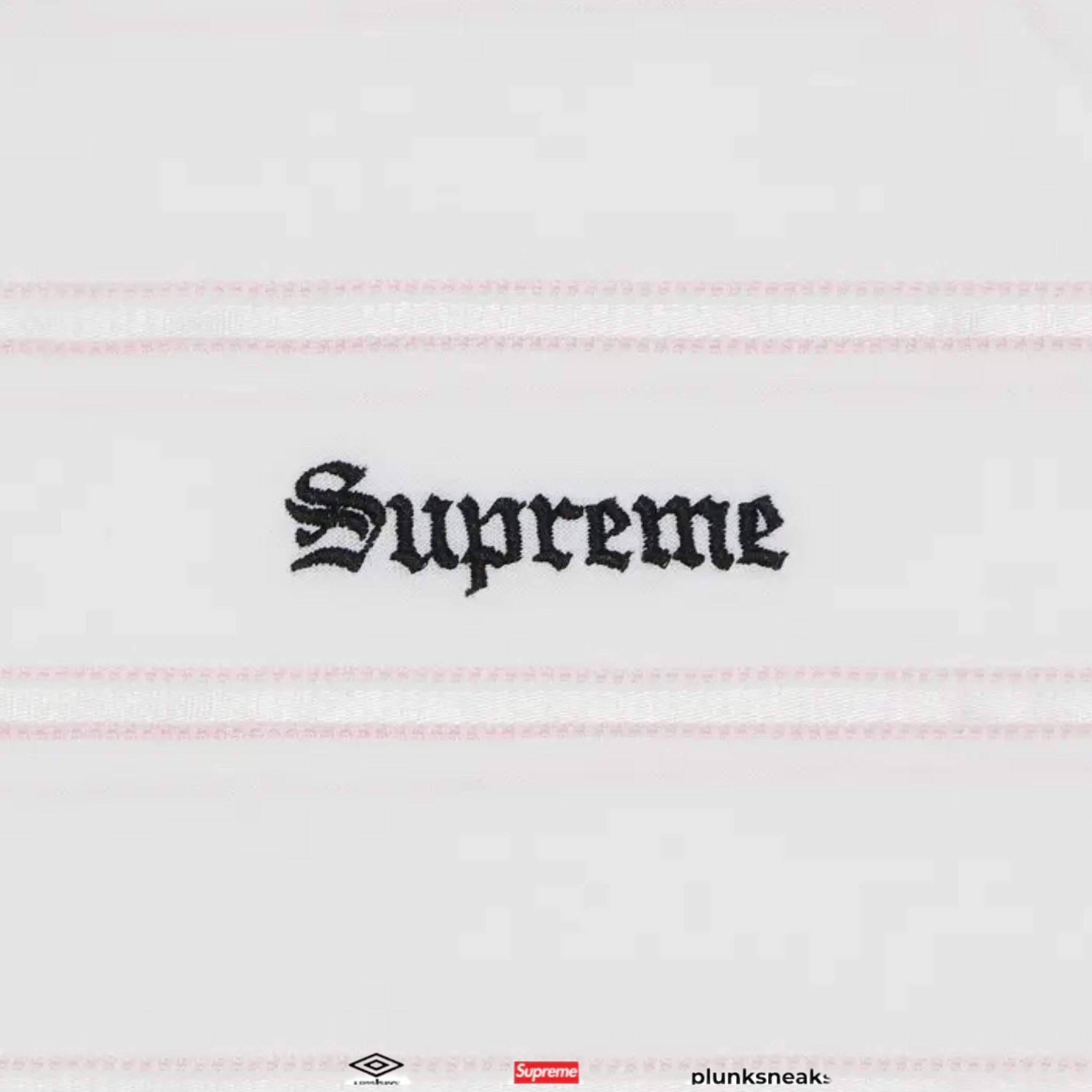 Supreme Umbro Stripe Soccer Jersey White Pink 2025 (USED)