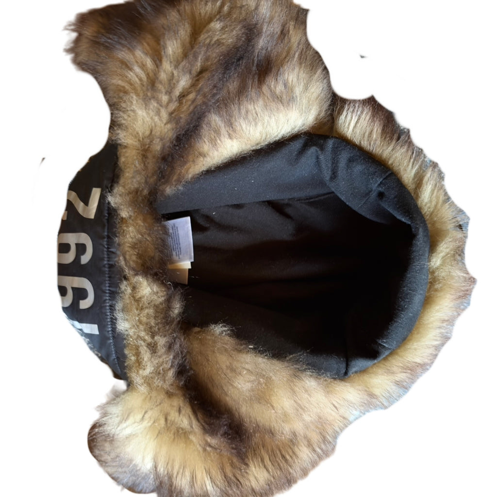Polo Ralph Lauren Winter Stadium 1992 Earflap Hat Black Tan 2018 (USED)