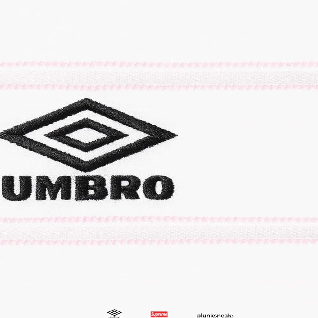 Supreme Umbro Stripe Soccer Jersey White Pink 2025 (USED)