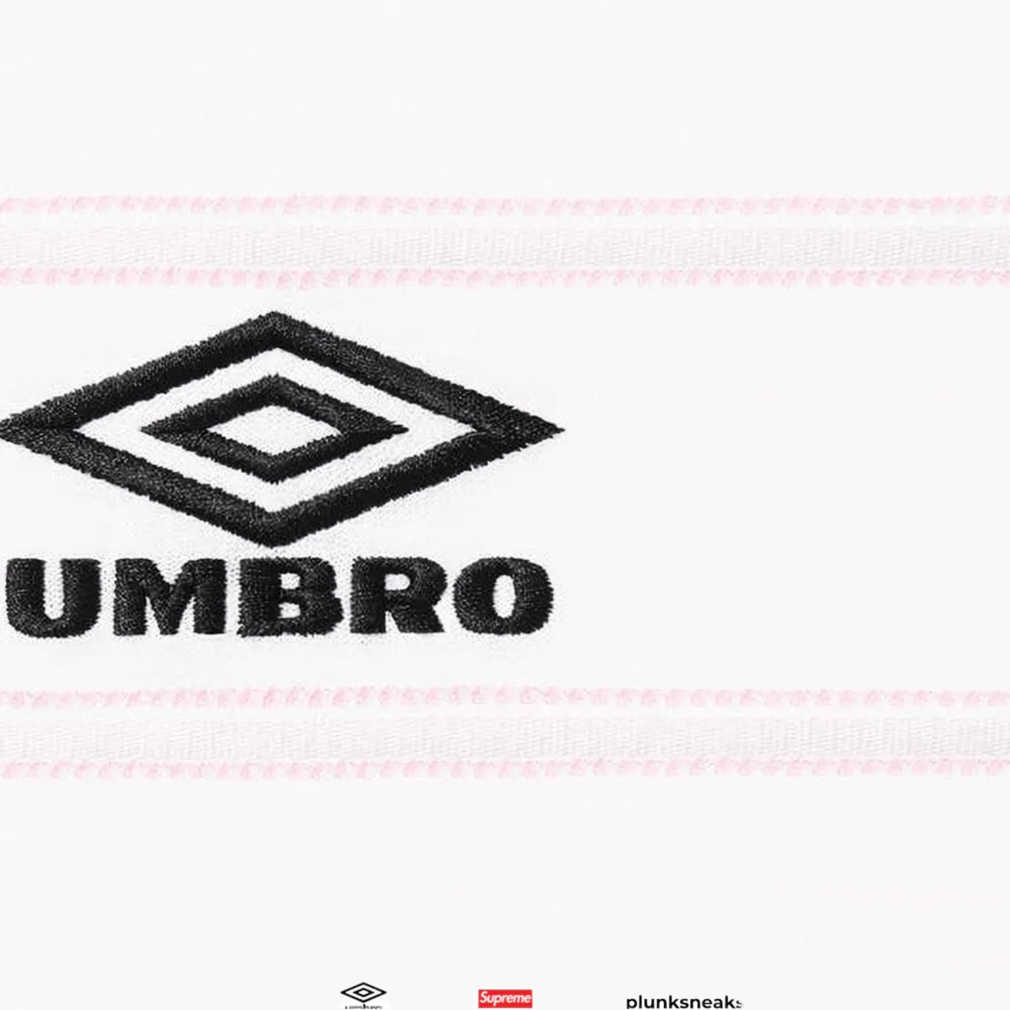 Supreme Umbro Stripe Soccer Jersey White Pink 2025 (USED)