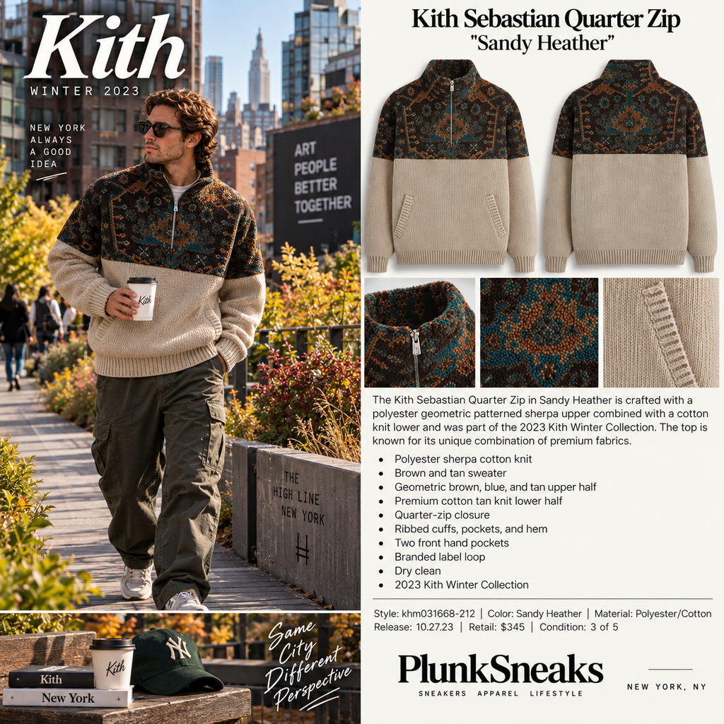 Kith Sebastian Quarter Zip Sweater Sandy Heather 2023 (New-)