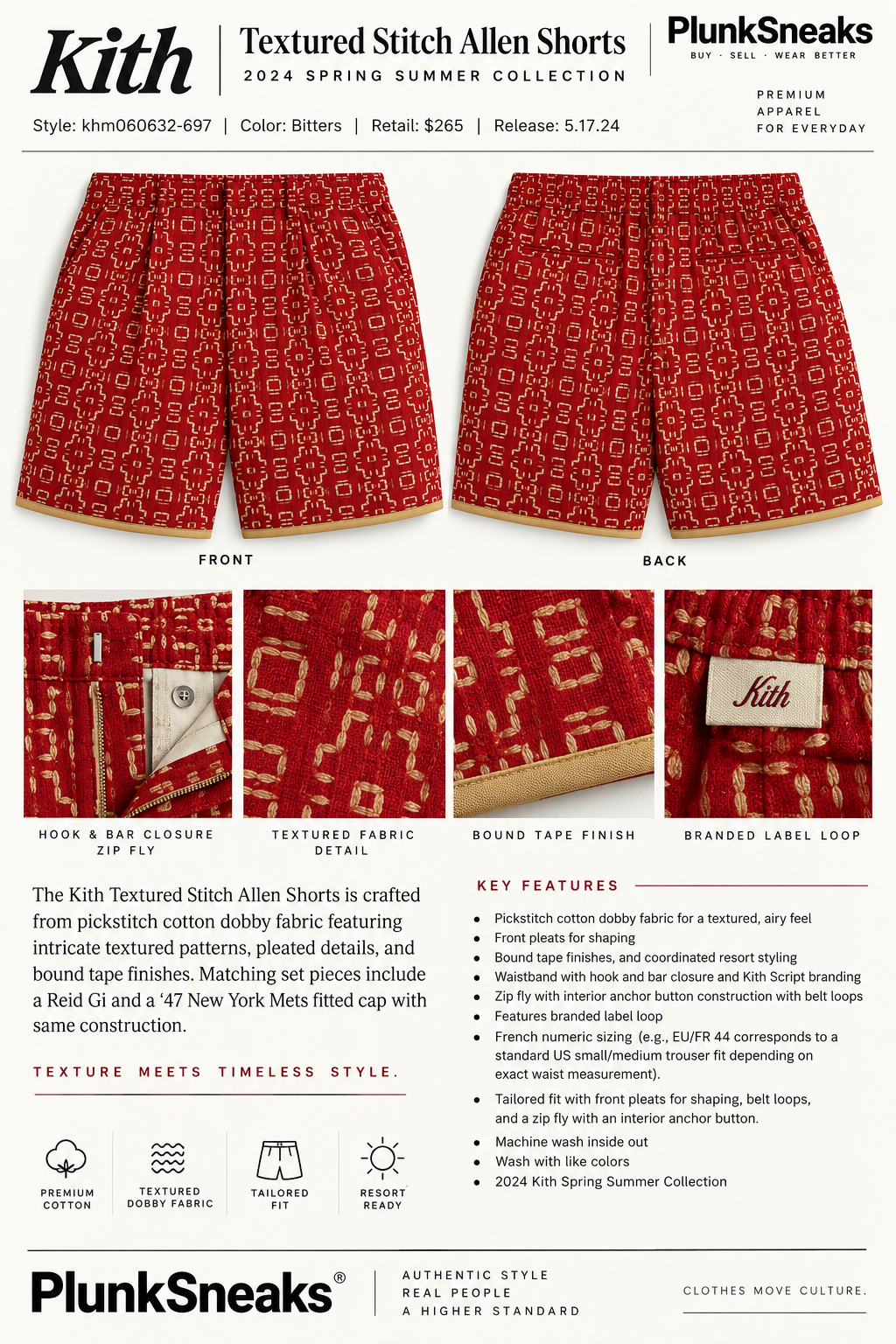 Kith Textured Stitch Reid Short Bitters 2024