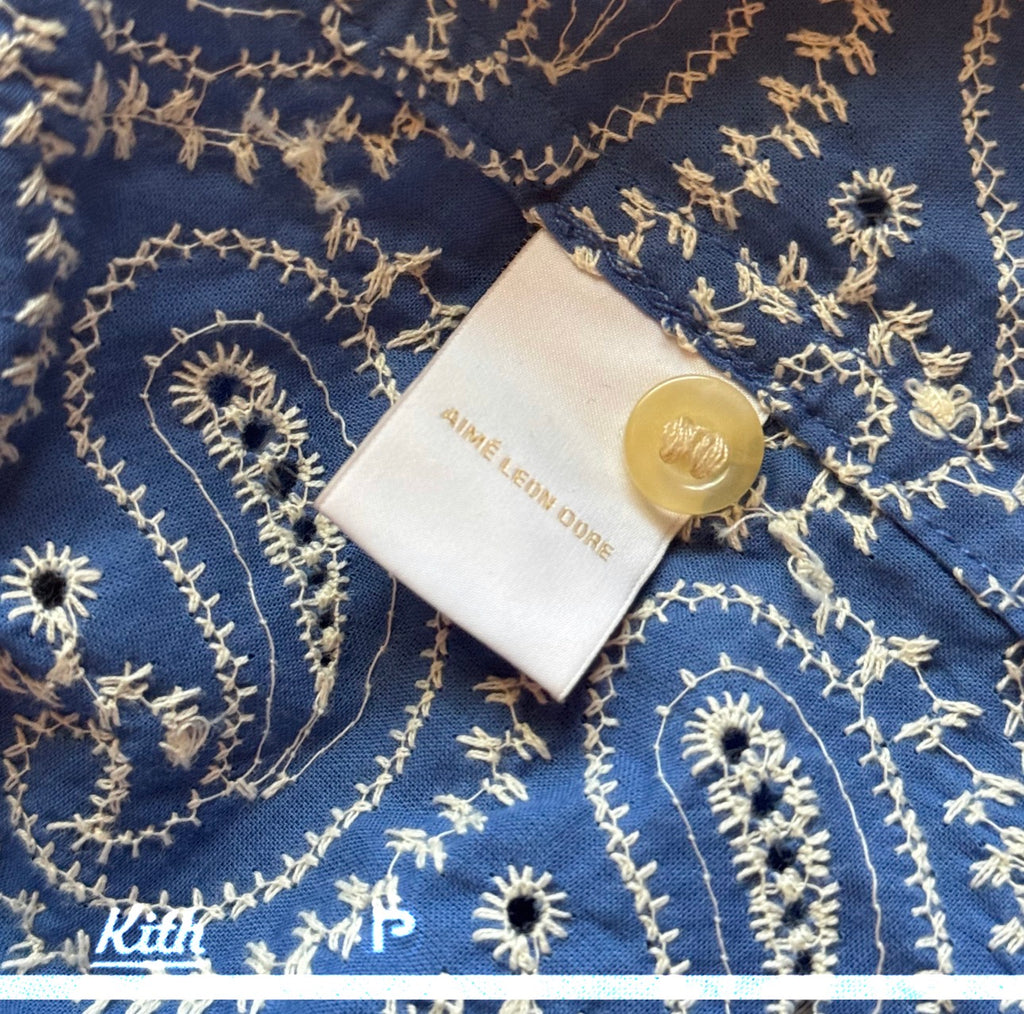 Aimé Leon Dore Paisley Embroidered Button Down Blue 2024