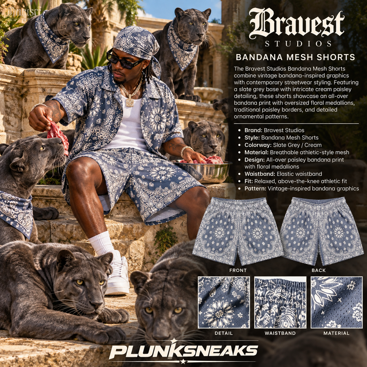 Bravest Studios Bandana Mesh Shorts Gray 2022 (USED)