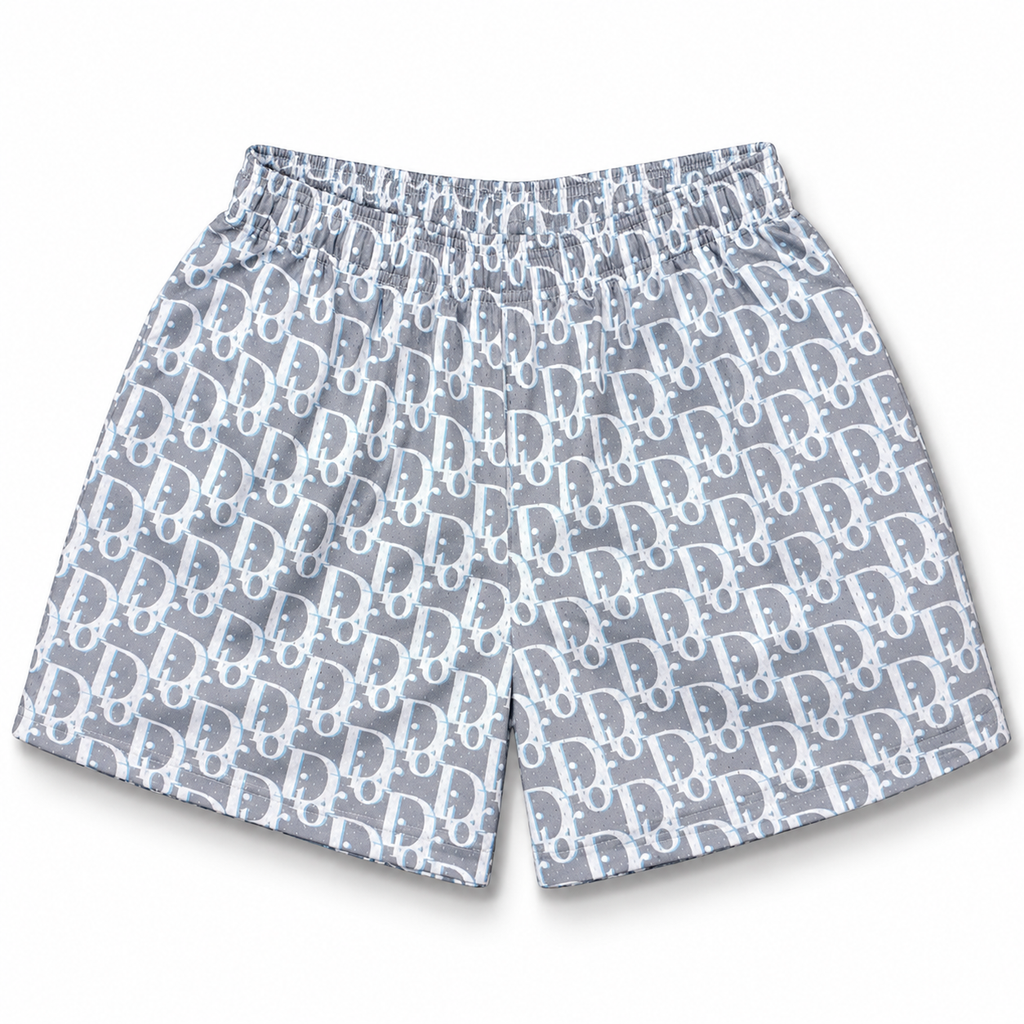 Bravest Studios Christian Dior-Inspired Mesh Monogram Shorts Grey 2022