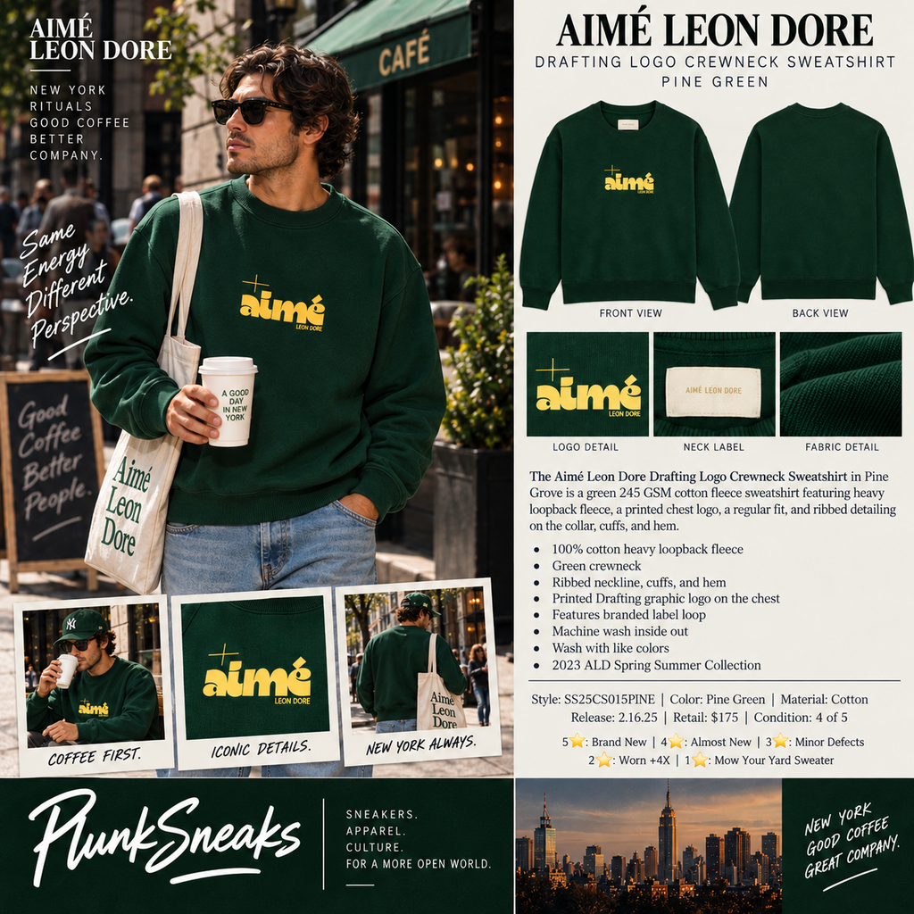 Aimé Leon Dore Drafting Logo Crewneck Sweatshirt Pine Grove 2025 (USED)