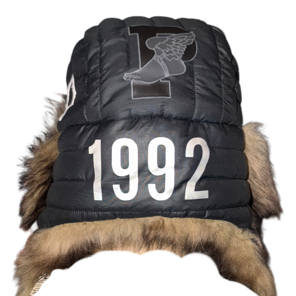 Polo Ralph Lauren Winter Stadium 1992 Earflap Hat Black Tan 2018 (USED)