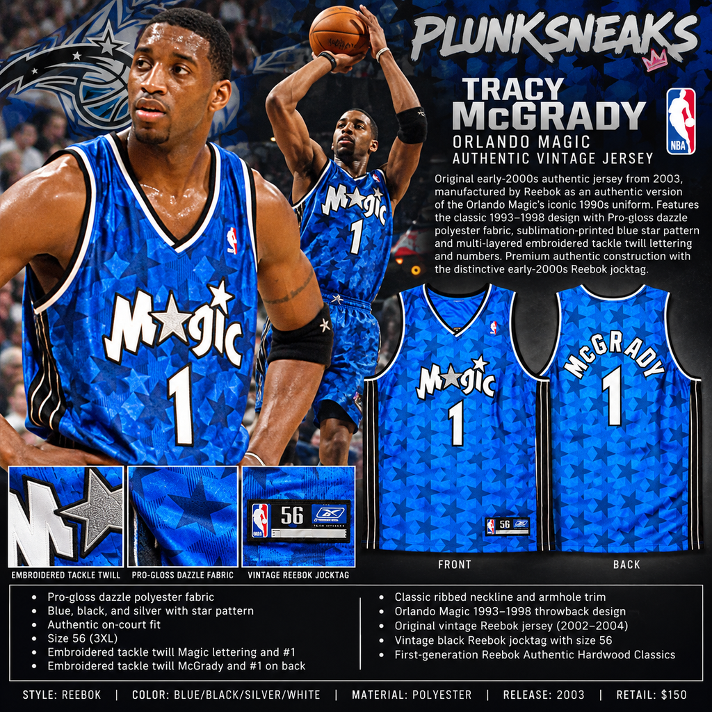 Reebok Orlando Magic Tracy McGrady Authentic Vintage Jersey Blue 2003 (USED)