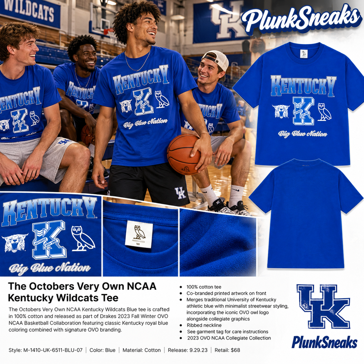 Octobers Very Own Kentucky Wildcats Basketball Tee Blue 2023