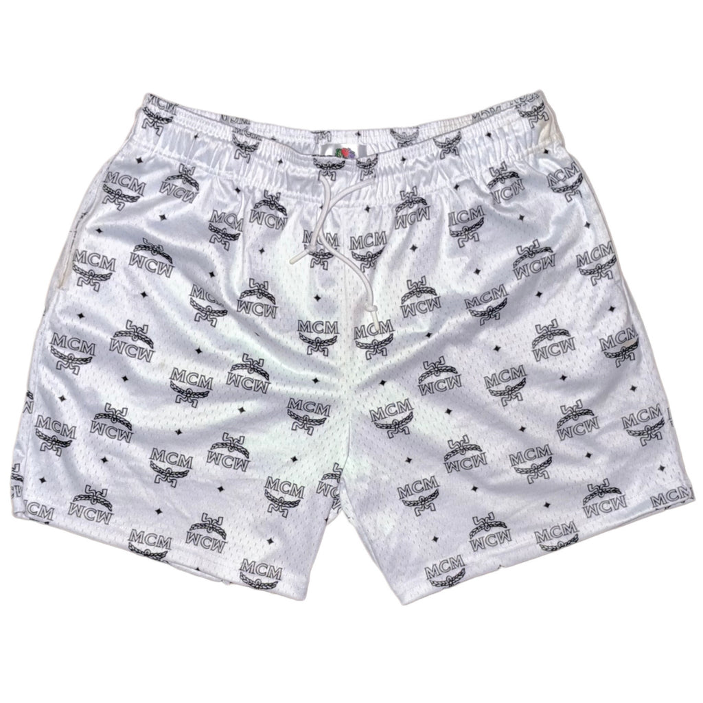 Mr Remade MCM-Inspired Mesh Monogram Shorts White 2021 (USED)