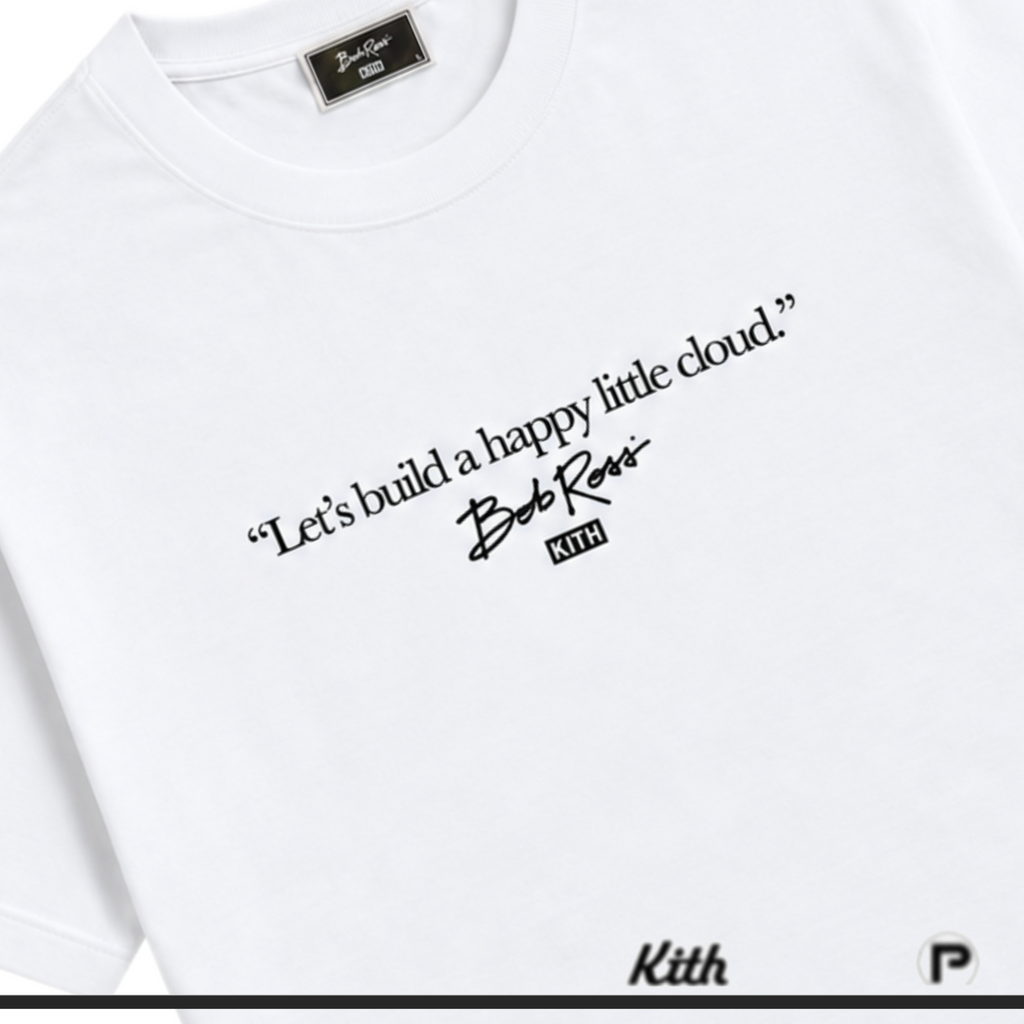 Kith for Bob Ross Happy Clouds Script Tee White 2026