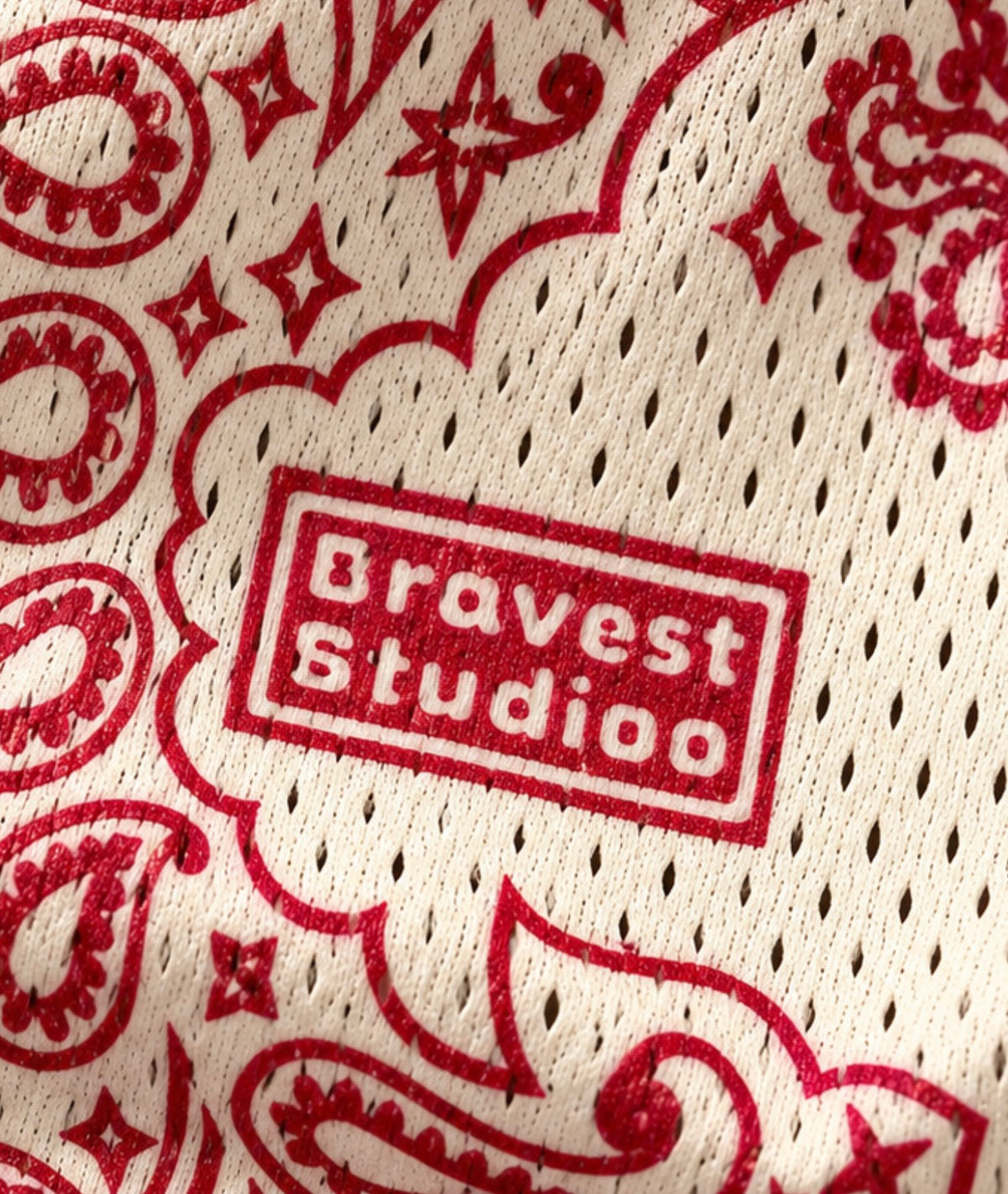 Bravest Studios Bandana Mesh Shorts Cream Red 2022 (USED)