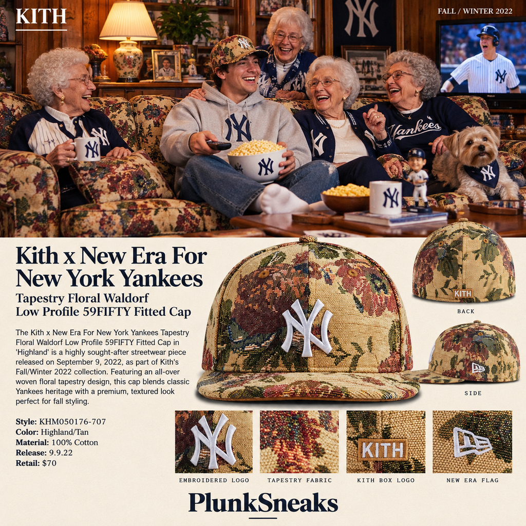 Kith x New Era For New York Yankees Tapestry Floral Waldorf Low Profile Cap 'Highland' 2022 (USED)