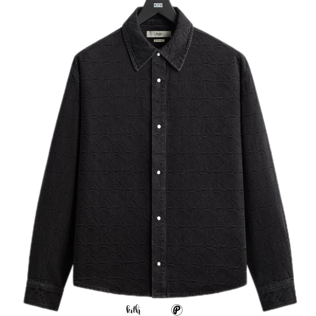 Kith Jacquard Crest Apollo Shirt Black 2026