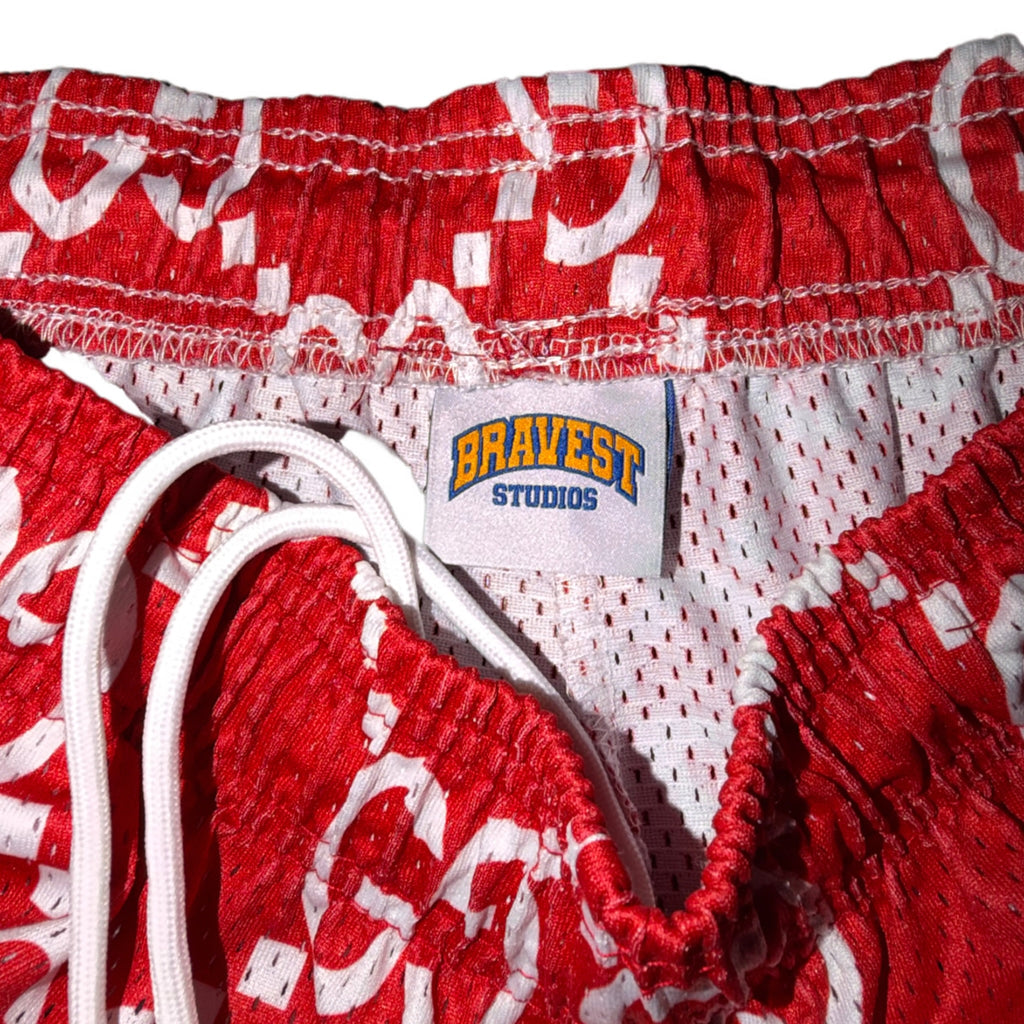 Bravest Studios Gucci-Inspired Mesh Monogram Shorts Red 2021 (USED)