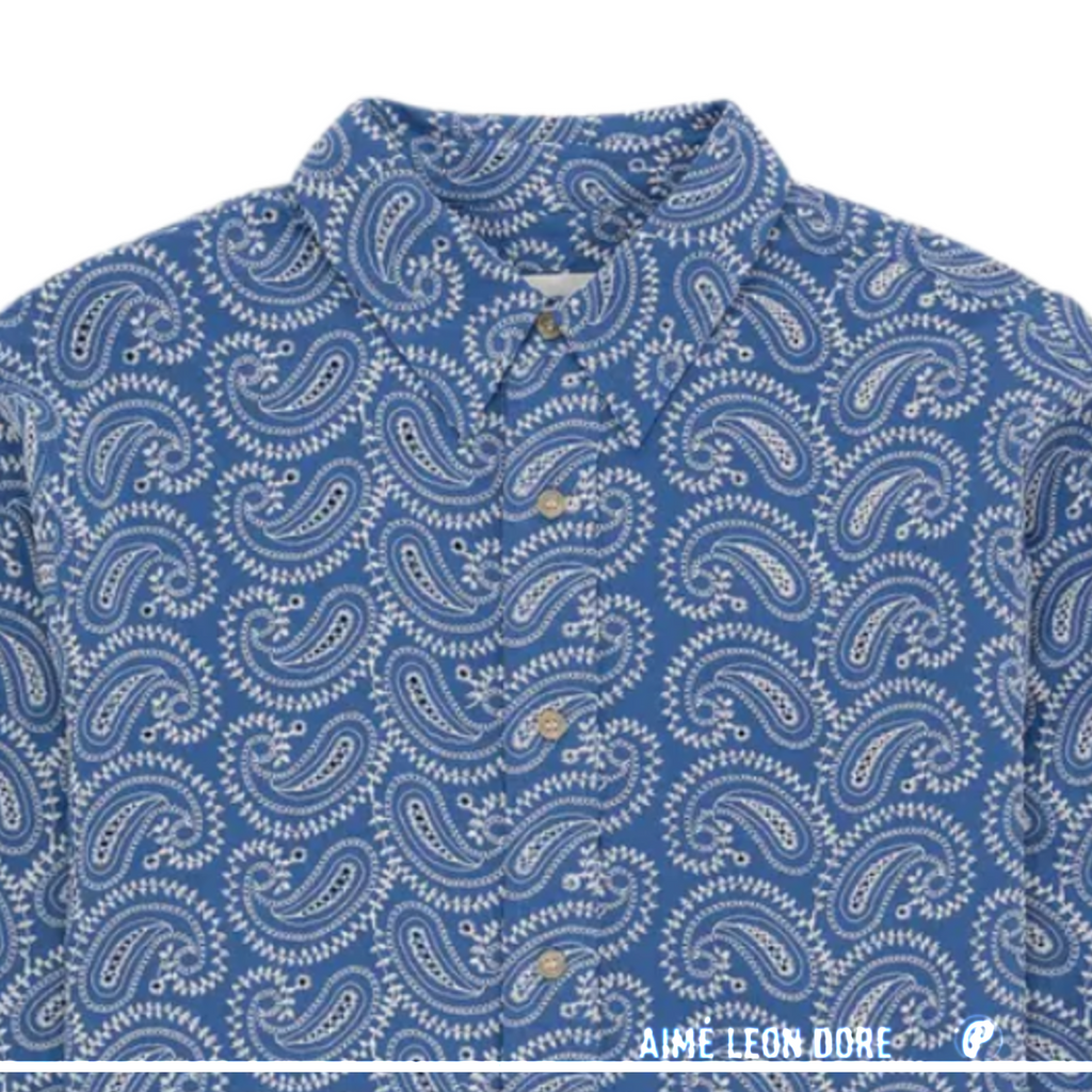 Aimé Leon Dore Paisley Embroidered Button Down Blue 2024