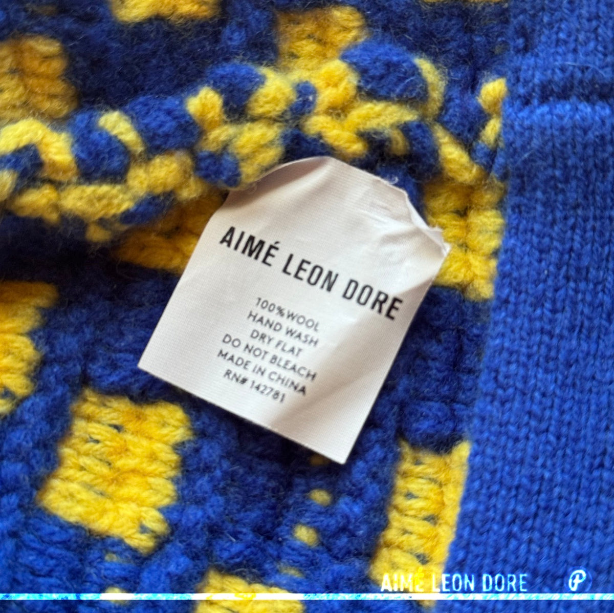 Aimé Leon Dore Checkerboard Crochet Bucket Hat Blue Yellow 2023