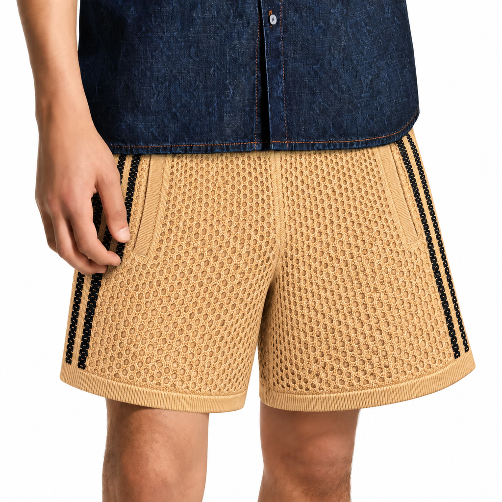 adidas Originals x CLOT Edison Chen Crochet Shorts Beige Black 2024