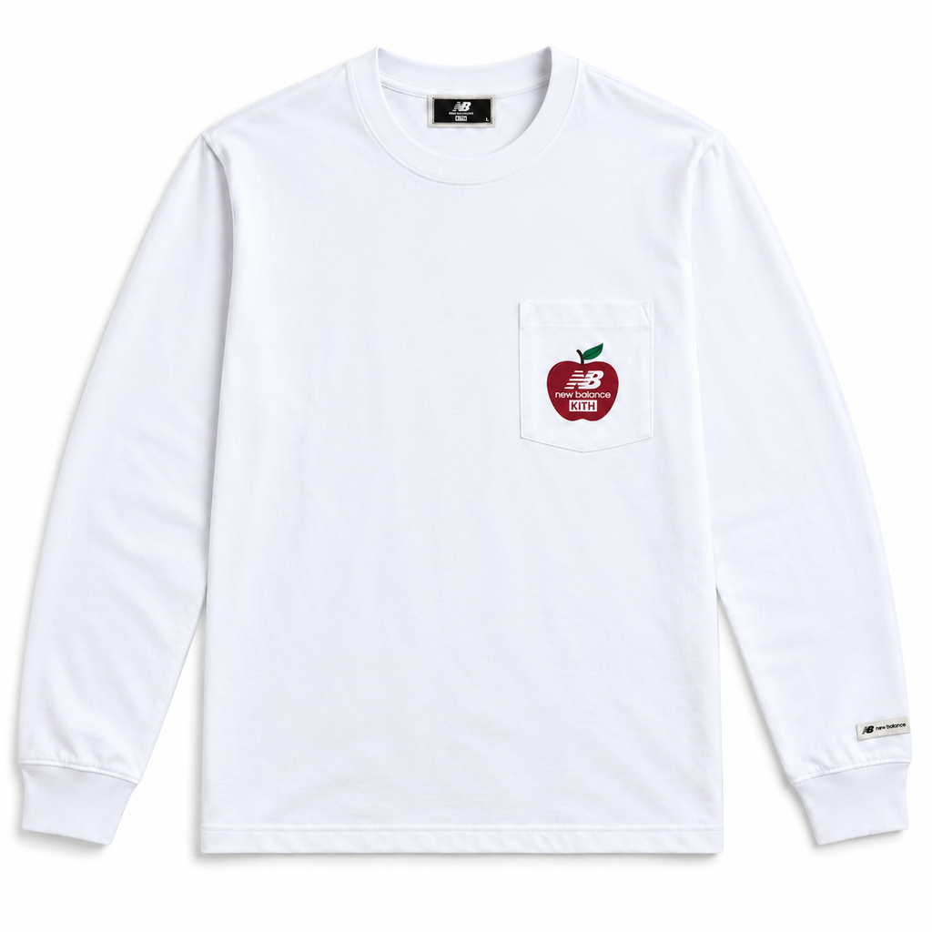 Kith & New Balance NY Woodblock Long Sleeve Pocket Tee White 2026