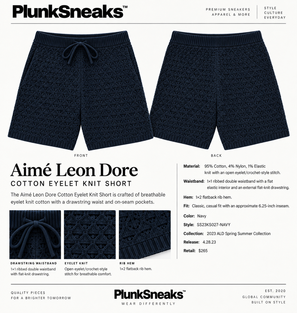 Aimé Leon Dore Cotton Eyelet Knit Short Navy 2023 (USED)