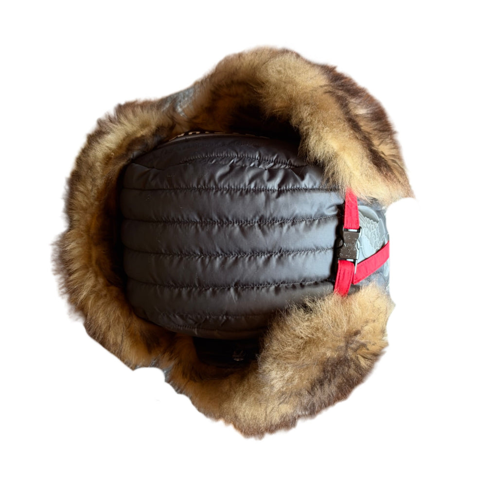 Polo Ralph Lauren Winter Stadium 1992 Earflap Hat Black Tan 2018 (USED)