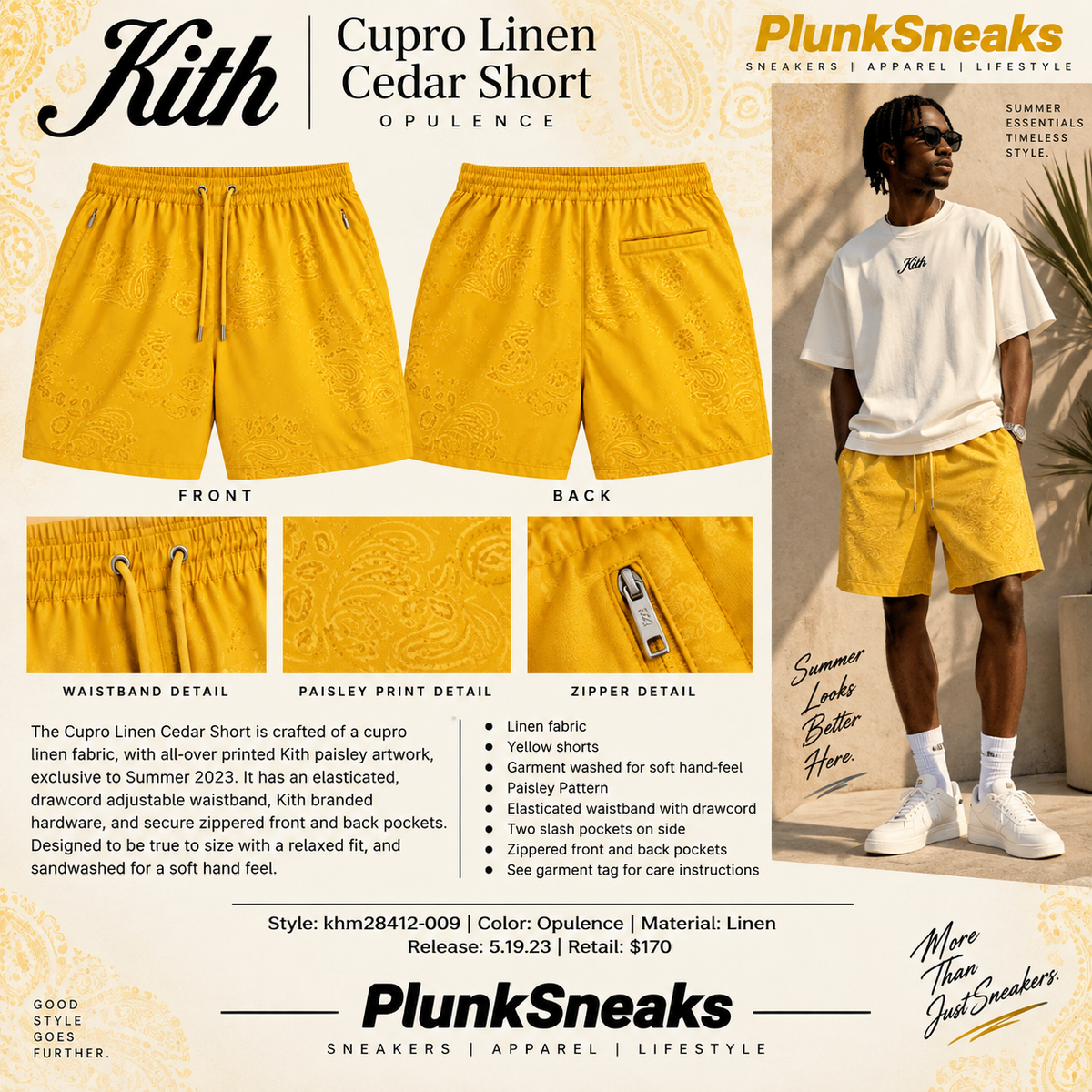 Kith Cupro Linen Paisley Short Opulence 2023